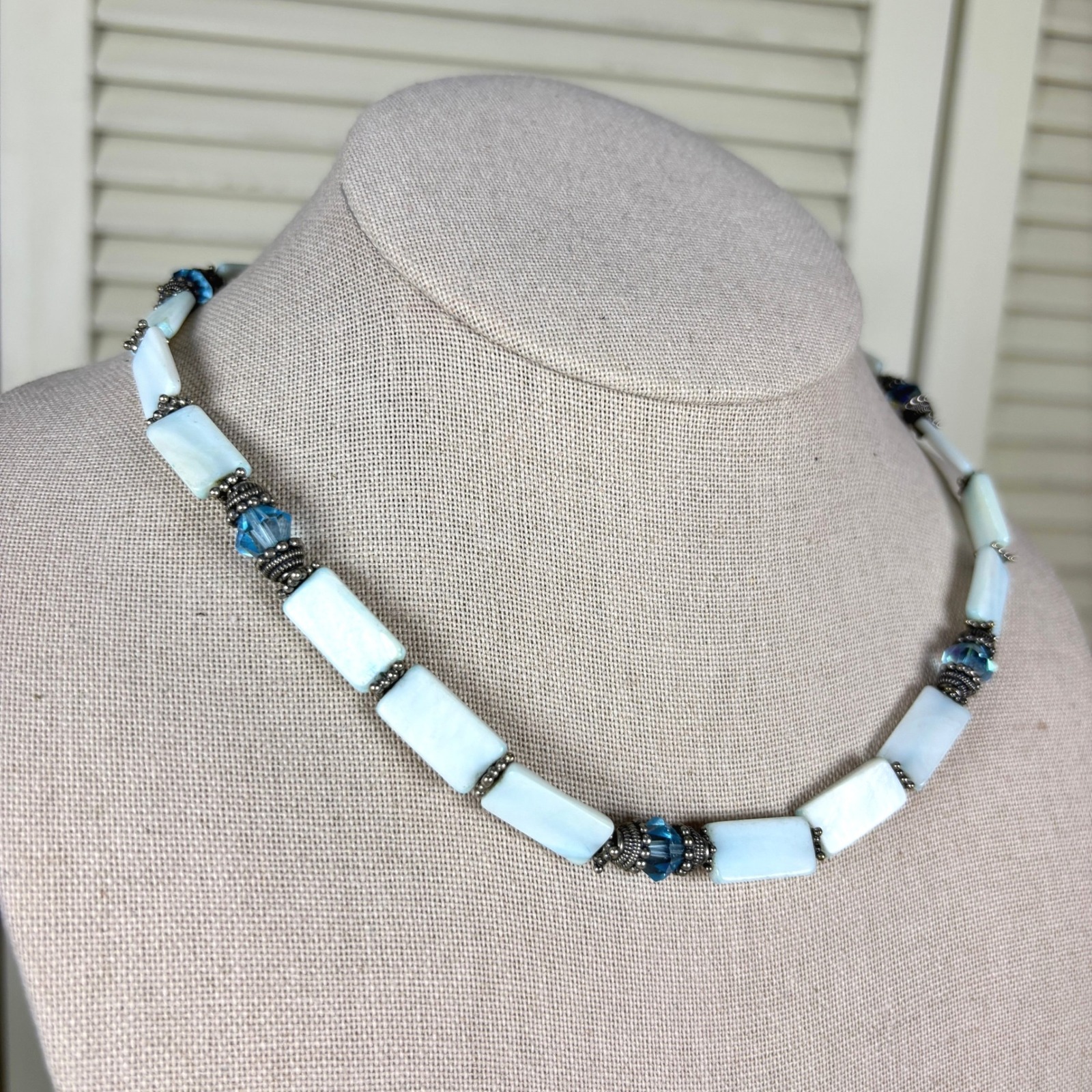 Artisan Coastal Light Blue Howlite Magnesite Beaded Necklace 16
